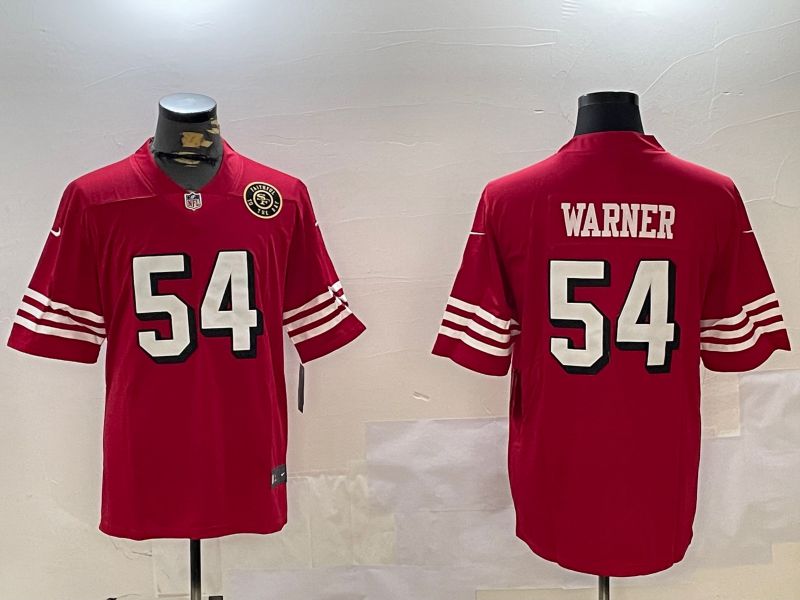 Men San Francisco 49ers #54 Warner Red Throwback 2024 Nike Limited NFL Jersey style 3